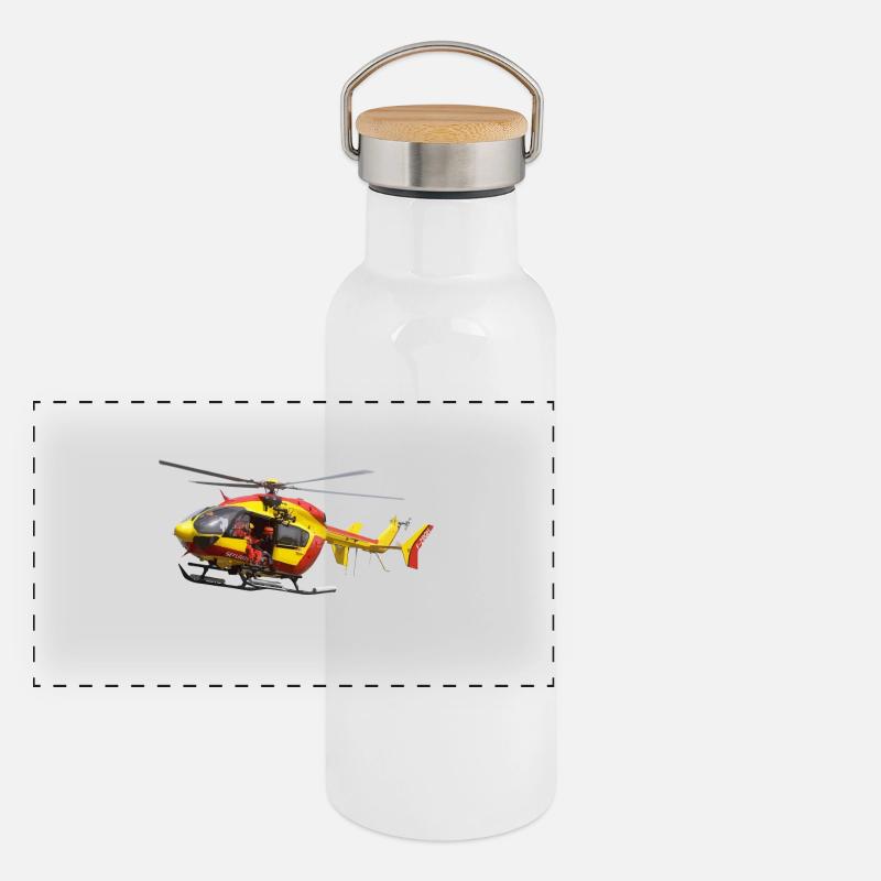 helicoptere EC145 securité civile Gourde isotherme avec bouchon en bambou