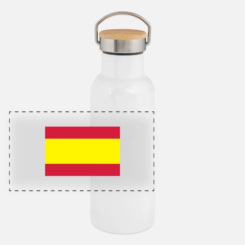 Flagge Spanien Panorama Thermosflasche mit Bambusdeckel
