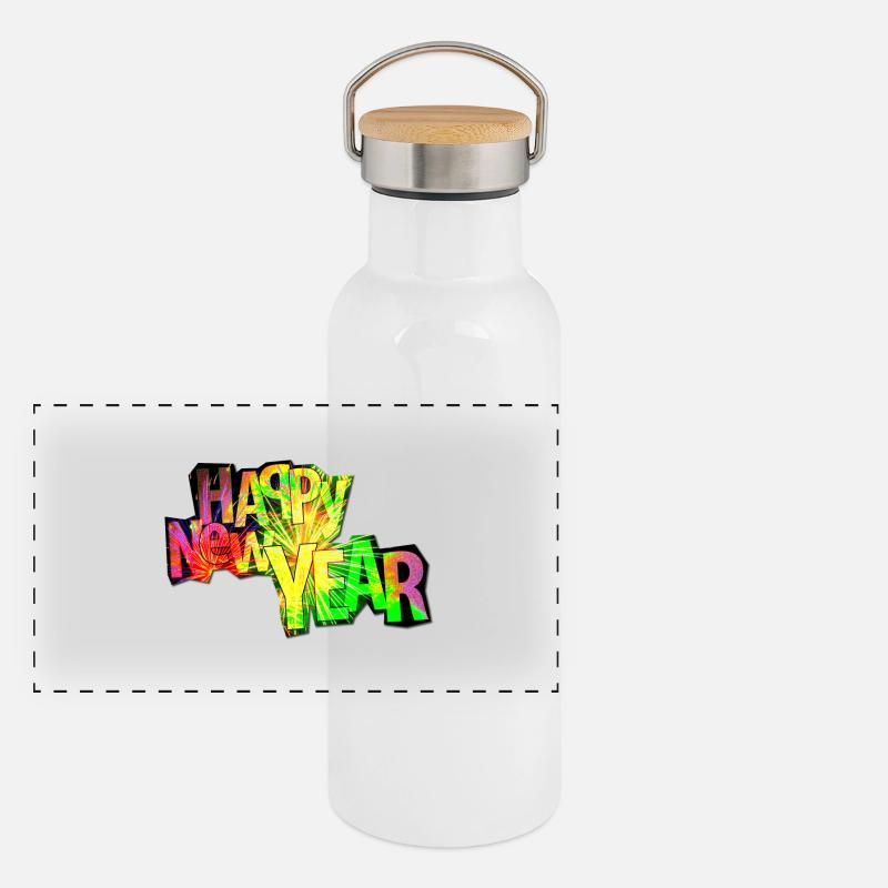 Happy New Year Panorama Thermosflasche mit Bambusdeckel