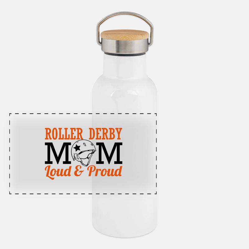 Roller derby mom - loud Panorama Thermosflasche mit Bambusdeckel