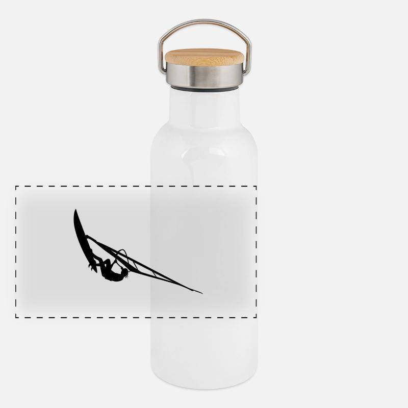 Windsurfer Panorama Thermosflasche mit Bambusdeckel