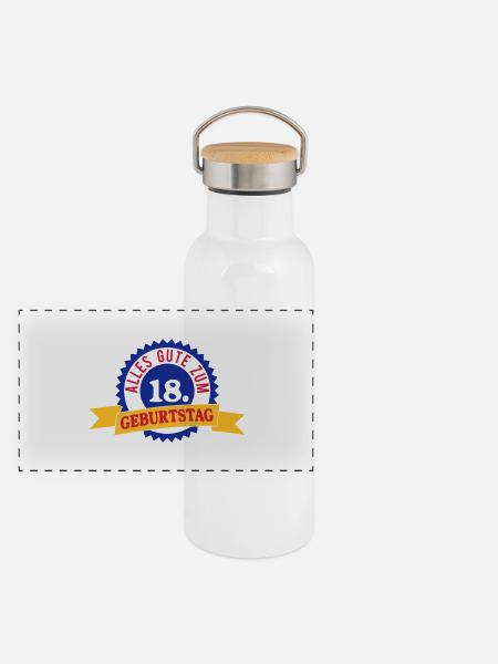 Happy 18th Birthday - Panoramic Thermal Bottle with Bamboo Lid - white - Front