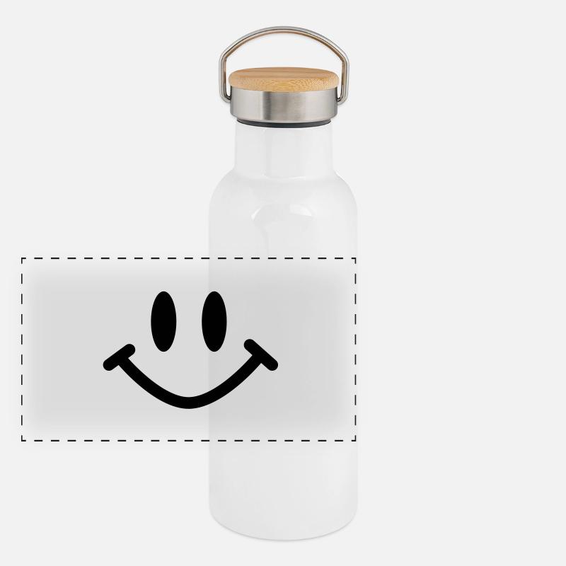 Smiley face Panorama Thermosflasche mit Bambusdeckel