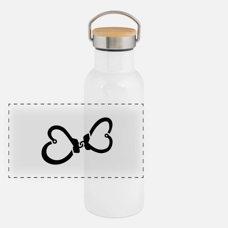 Cloches de coeur Gourde isotherme avec bouchon en bambou