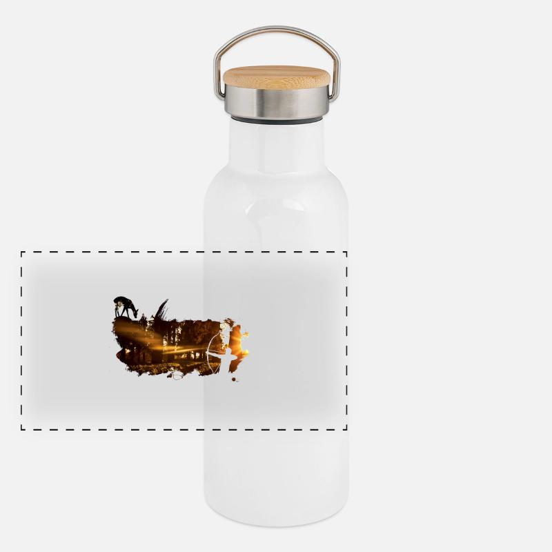 coucher du soleil bowhunter de démarrage Gourde isotherme avec bouchon en bambou