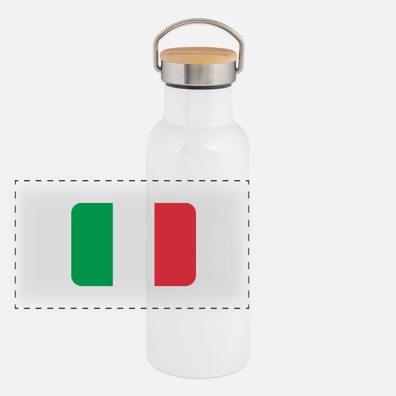 ITALY FLAG round corner 400 dpi Panoramic Thermal Bottle with Bamboo Lid