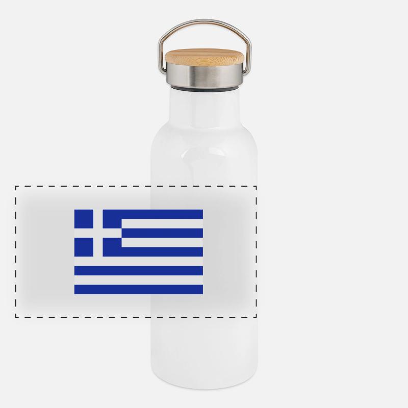 drapeau Grèce - Greece - Ελλάς Gourde isotherme avec bouchon en bambou