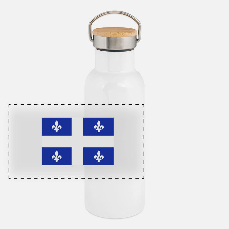 drapeau québec - quebec flag Gourde isotherme avec bouchon en bambou