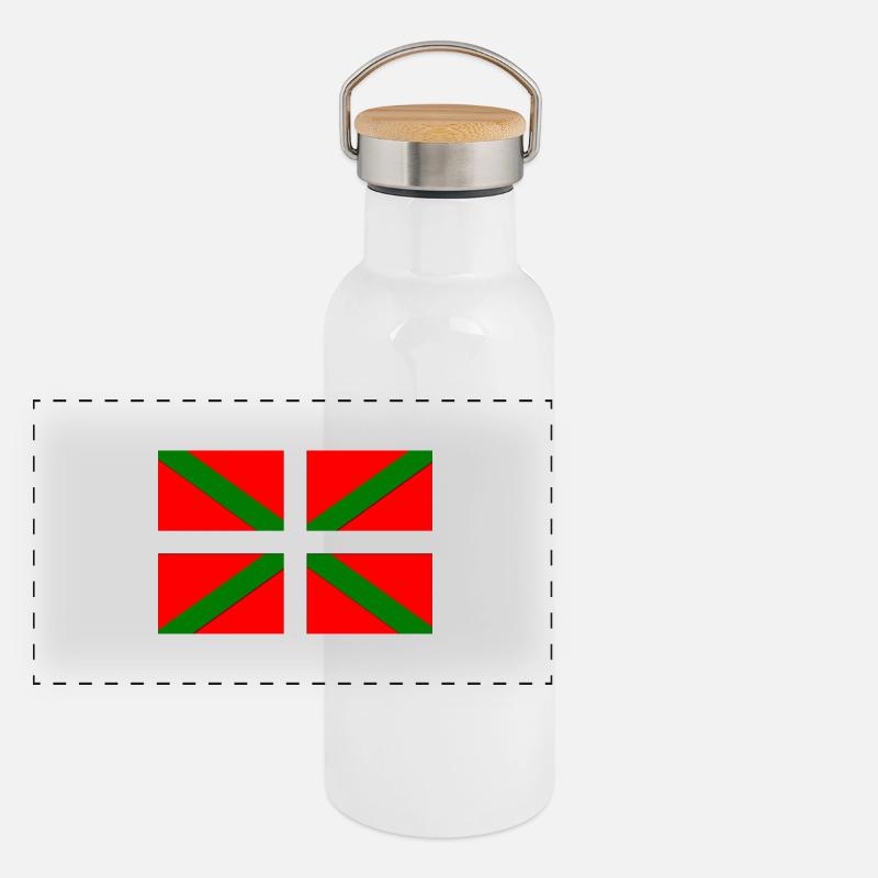 Drapeau Basque Gourde isotherme avec bouchon en bambou