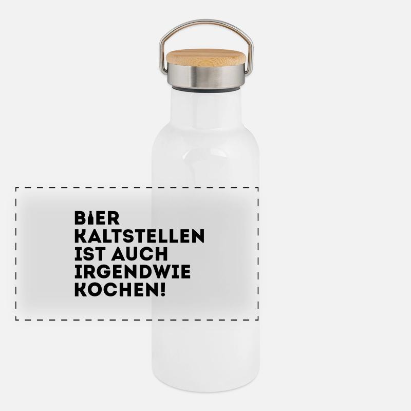 Dark pink COLD BEER IS ALSO MAKE ANY COOKING Panoramic Thermal Bottle with Bamboo Lid