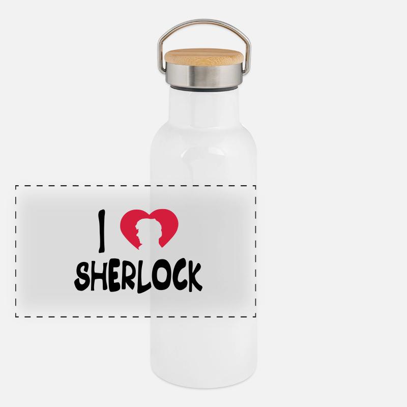 j'aime sherlock Gourde isotherme avec bouchon en bambou