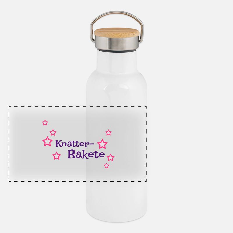 Knatter rocket with asterisks Windelpupser Panoramic Thermal Bottle with Bamboo Lid