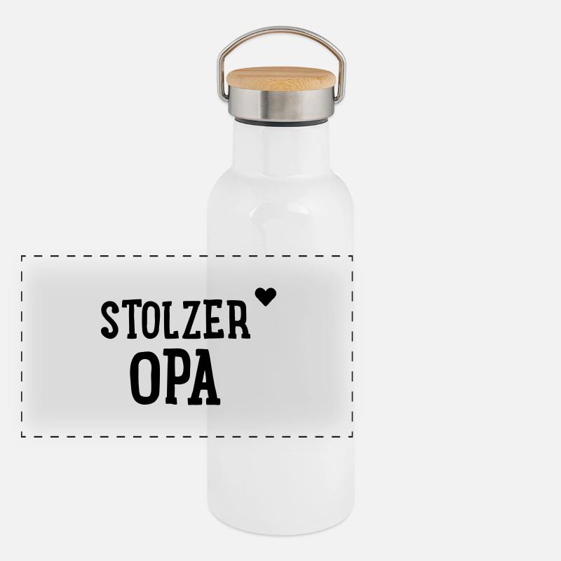 Stolzer Opa Panorama Thermosflasche mit Bambusdeckel