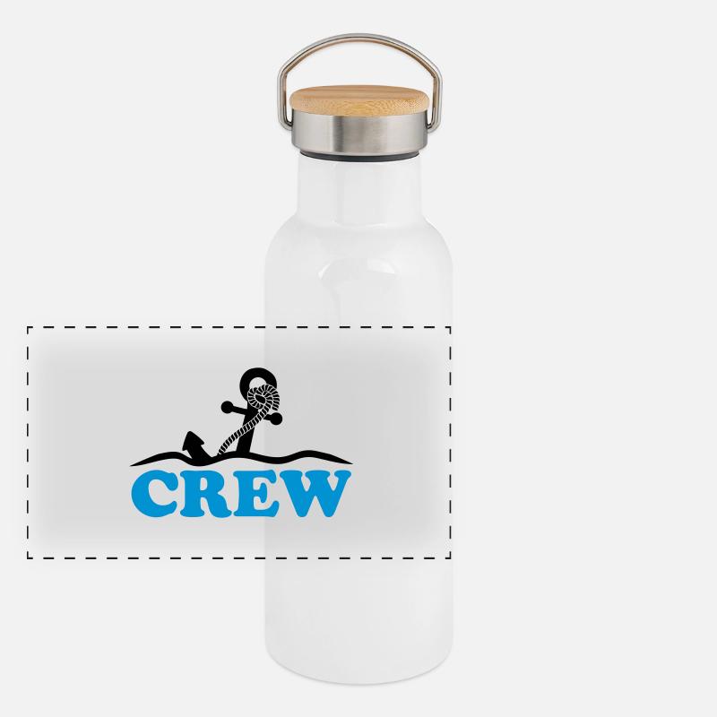 Anchor under water waves crew design Panoramic Thermal Bottle with Bamboo Lid