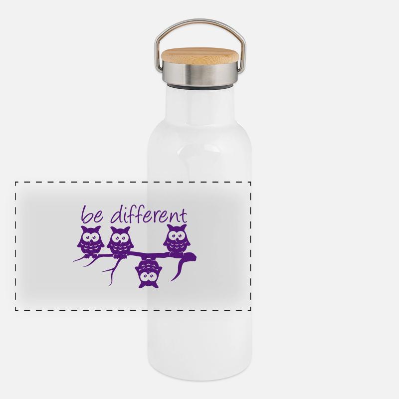 Abdulazeez be different 4 owls differ Panoramic Thermal Bottle with Bamboo Lid