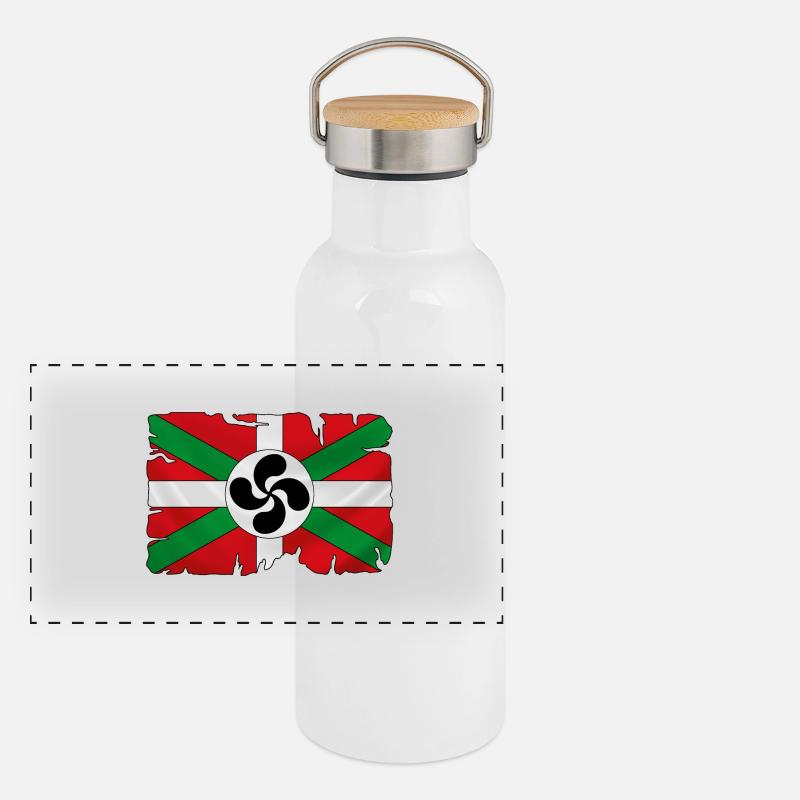 Drapeau Basque Gourde isotherme avec bouchon en bambou