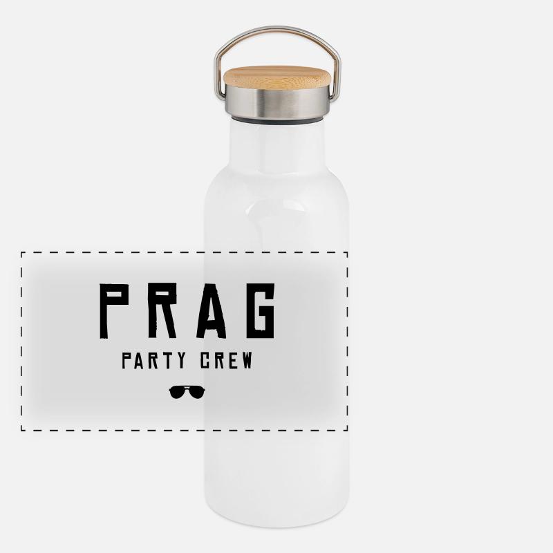 prag party crew cool Panorama Thermosflasche mit Bambusdeckel