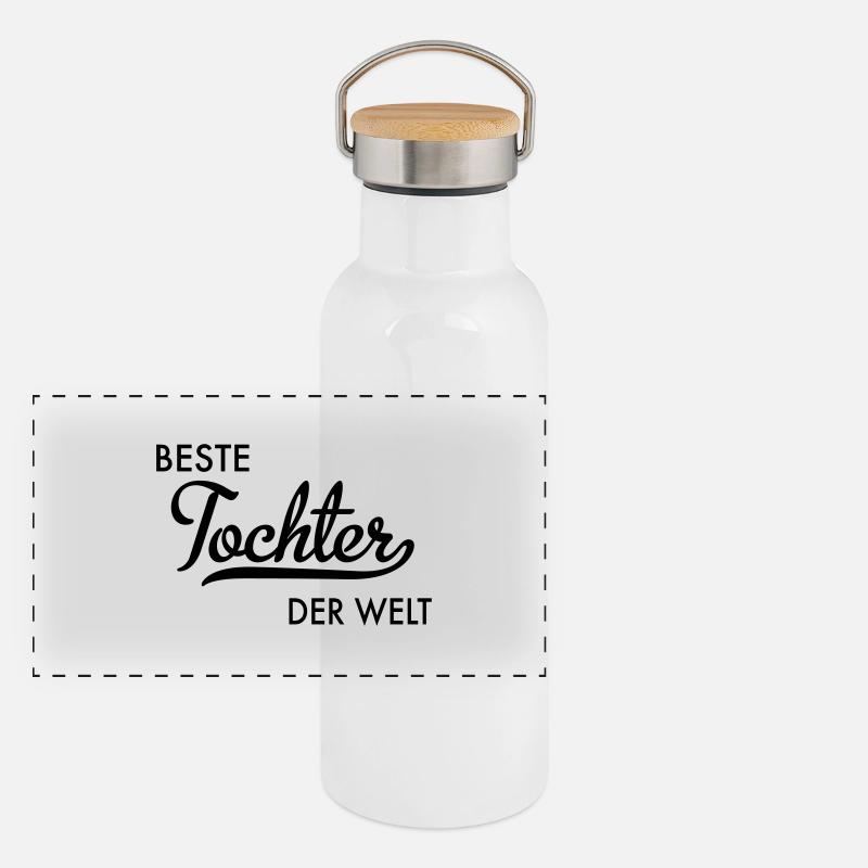 Beste Tochter der Welt Panorama Thermosflasche mit Bambusdeckel