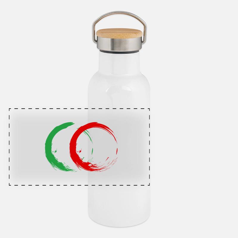 Iran - Gourde isotherme avec bouchon en bambou - blanc