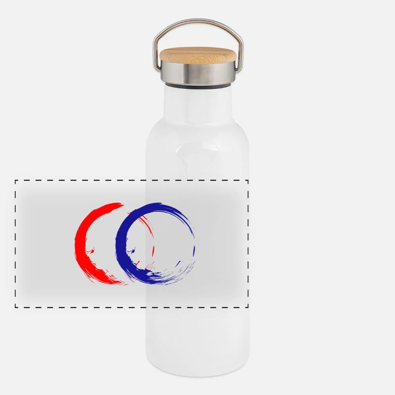 Kroatien - Panorama Thermosflasche mit Bambusdeckel - Weiß