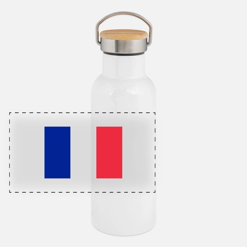 Drapeau français / French flag Gourde isotherme avec bouchon en bambou