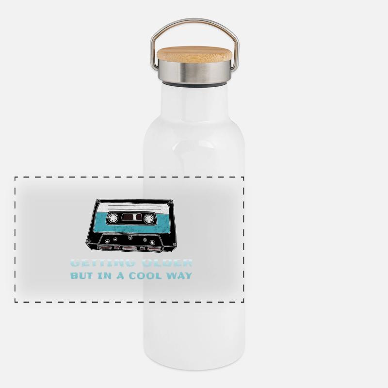 Retro Kassette Panorama Thermosflasche mit Bambusdeckel