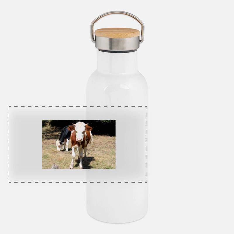 Kuh Poster Panorama Thermosflasche mit Bambusdeckel