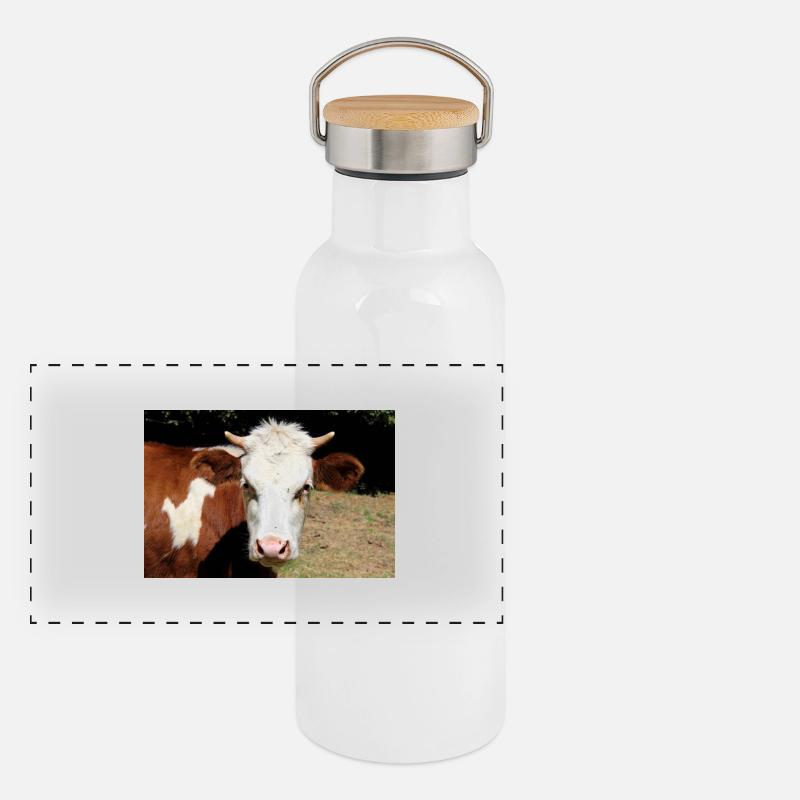 Kuh Poster Panorama Thermosflasche mit Bambusdeckel