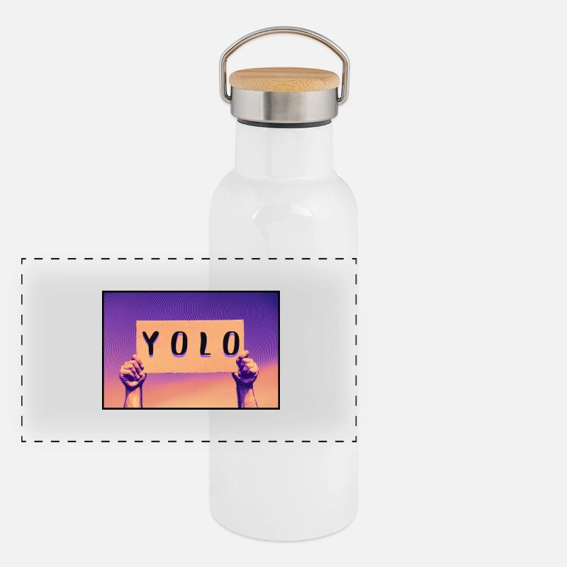 Schild - YOLO Panorama Thermosflasche mit Bambusdeckel