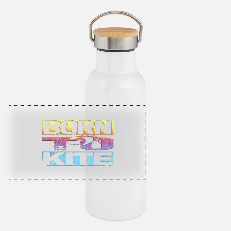 Kitesurfen Retro Panorama Thermosflasche mit Bambusdeckel