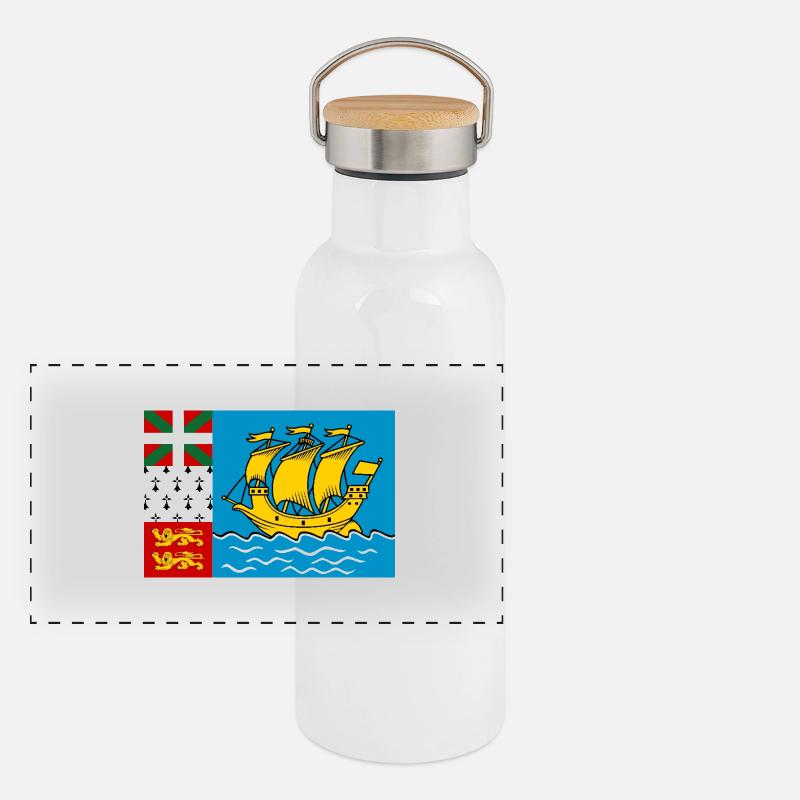 Drapeau de Saint-Pierre-et-Miquelon Gourde isotherme avec bouchon en bambou