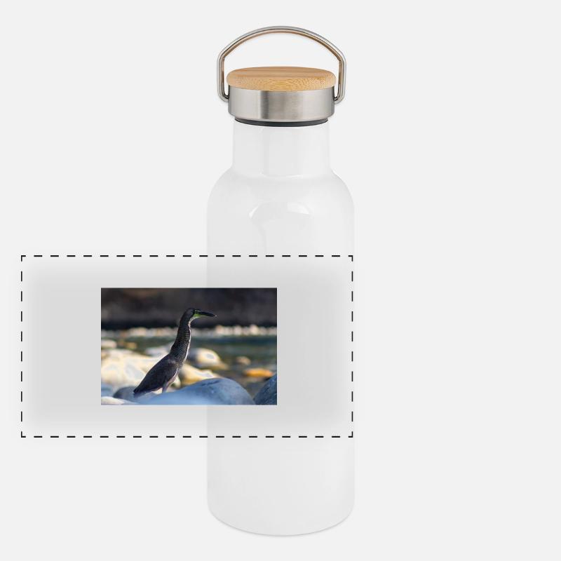 le héron Gourde isotherme avec bouchon en bambou