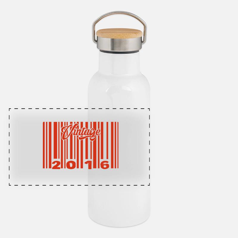 Vintage 2016 born in 2016 9 years old bar code anniversair Panoramic Thermal Bottle with Bamboo Lid