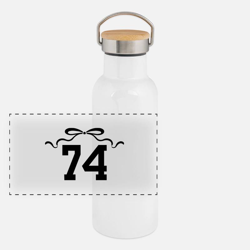 Numéro 74 noeud - 74e anniversaire Gourde isotherme avec bouchon en bambou