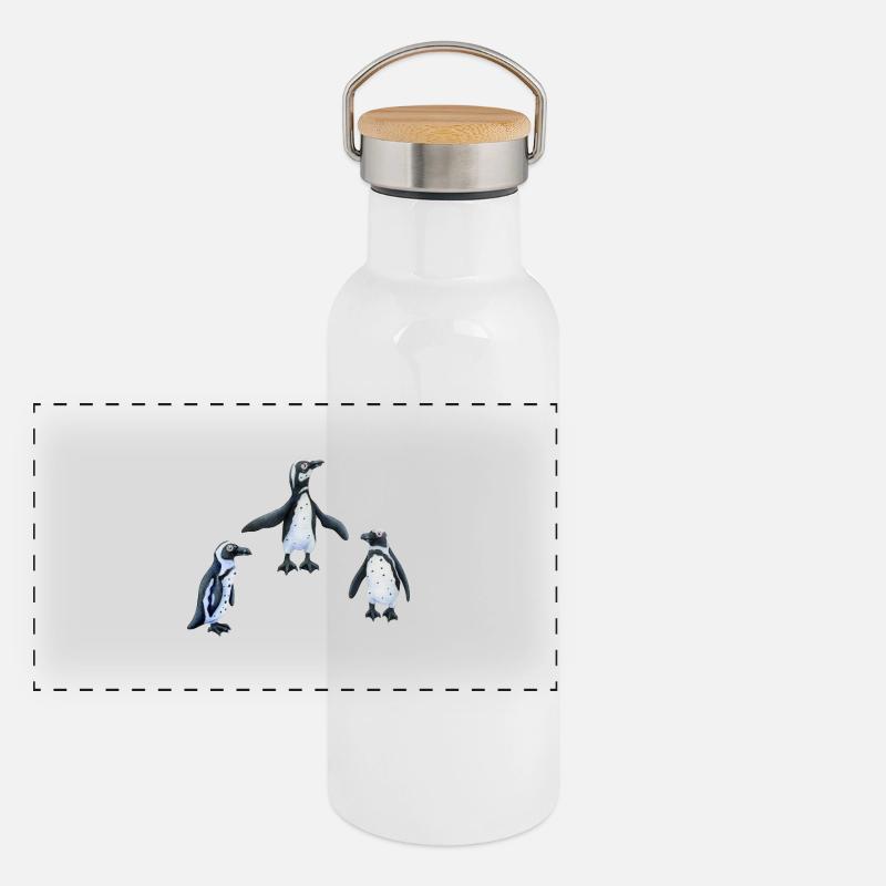 Penguins Panoramic Thermal Bottle with Bamboo Lid