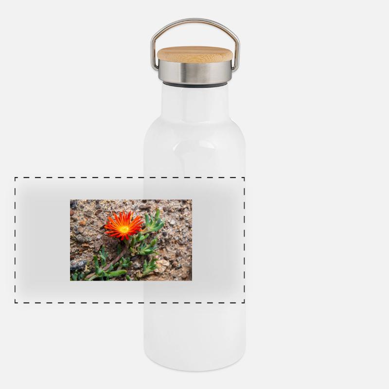 hängende Eisblume winterharte Eisblume rosa Karpfen Panorama Thermosflasche mit Bambusdeckel