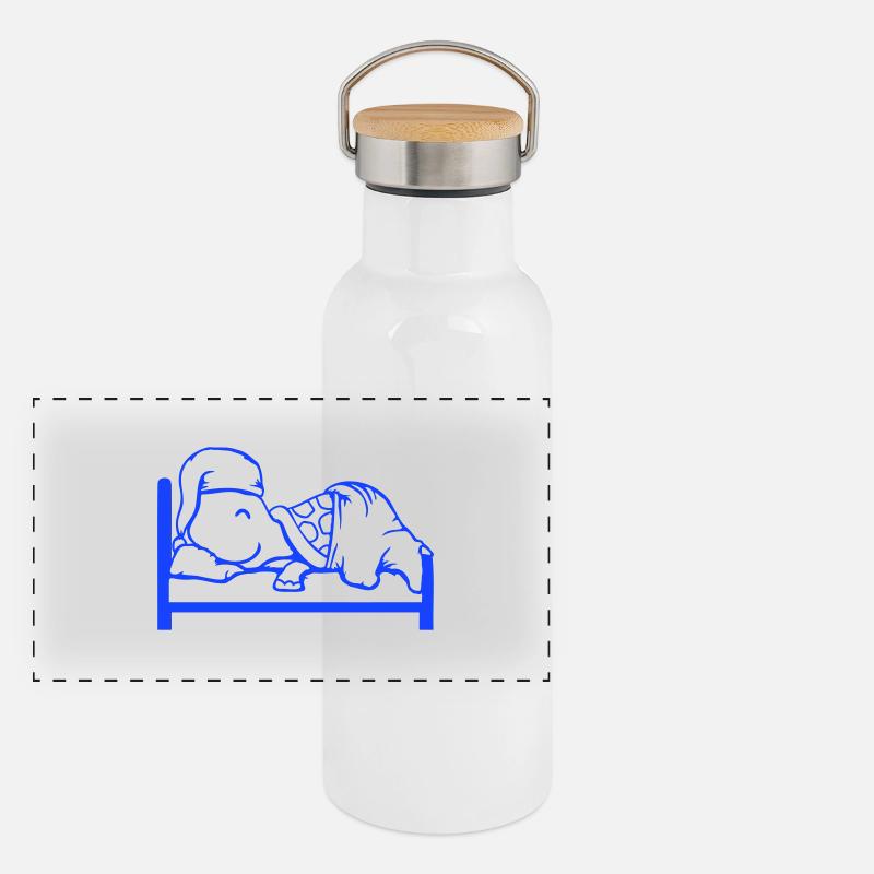 Turtle sleeps tired bed sleepy head dreaming Panoramic Thermal Bottle with Bamboo Lid