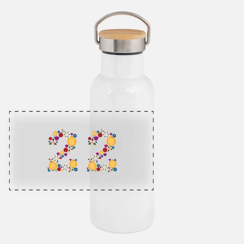 Flowers 22 Panorama Thermosflasche mit Bambusdeckel