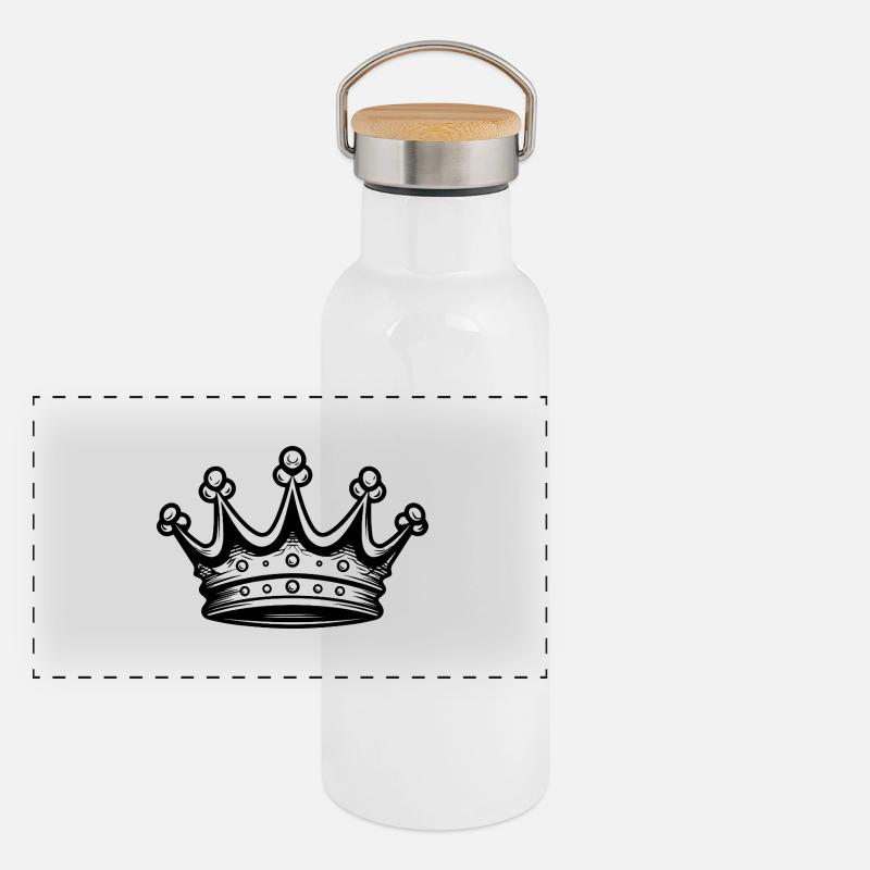Krone Symbol Panorama Thermosflasche mit Bambusdeckel