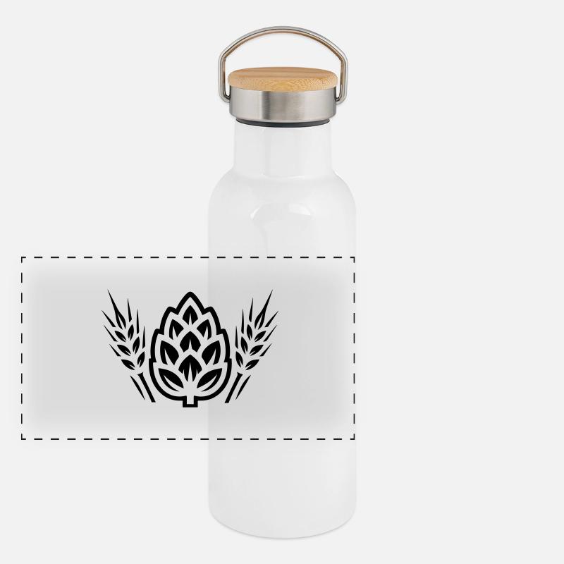 Hops Symbol Barley Panoramic Thermal Bottle with Bamboo Lid