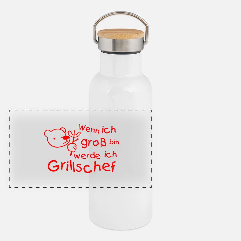 Wenn ich groß bin .. (1) 1farb Panorama Thermosflasche mit Bambusdeckel