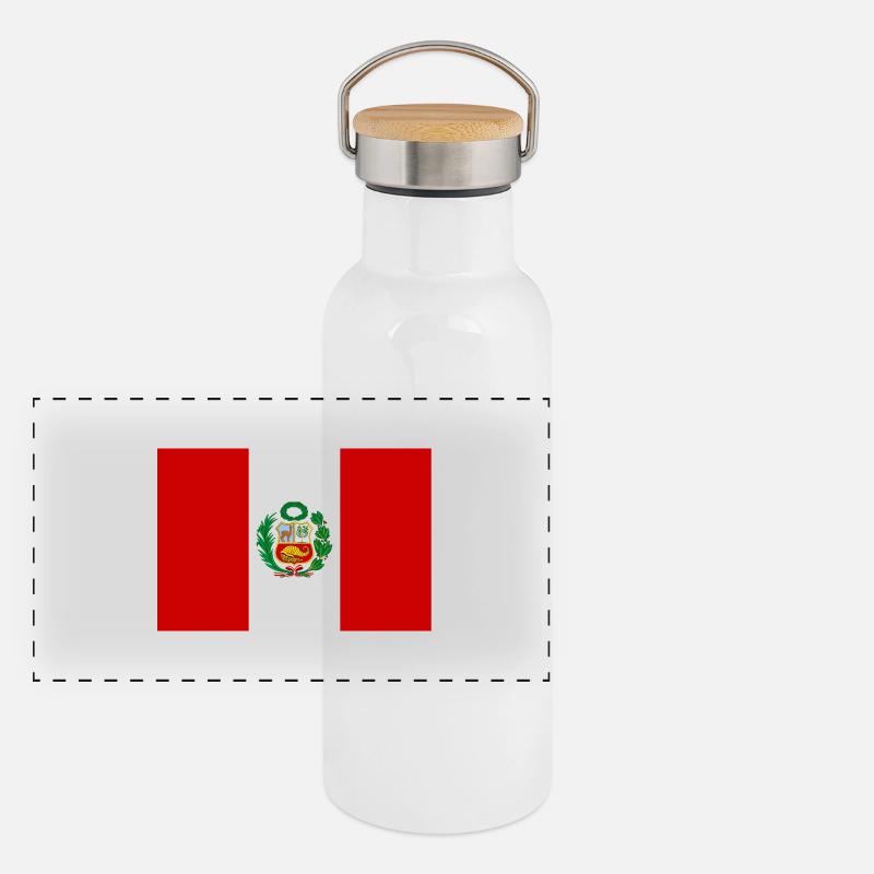 Peru flag banner Panoramic Thermal Bottle with Bamboo Lid