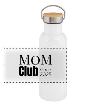 Mom Club – seit 2025 offiziell dabei - Panorama Thermosflasche mit Bambusdeckel - Weiß - Vorne