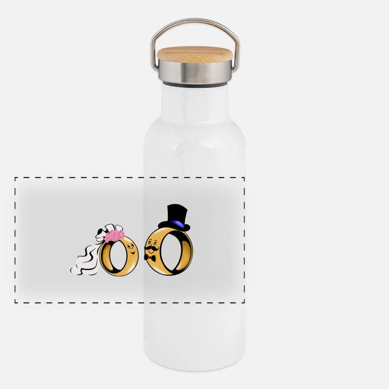 Duo de bagues de mariée Amour Gourde isotherme avec bouchon en bambou