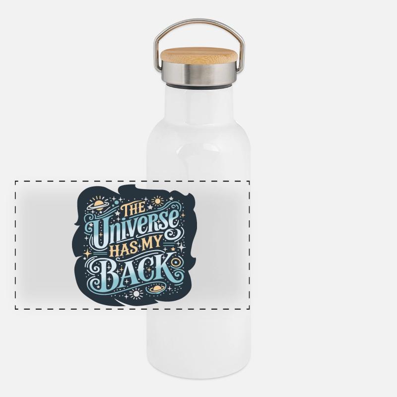 Das Universum Panorama Thermosflasche mit Bambusdeckel