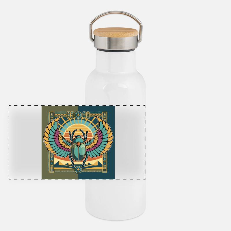 KHEPRI Dieu du Soleil Levant Gourde isotherme avec bouchon en bambou