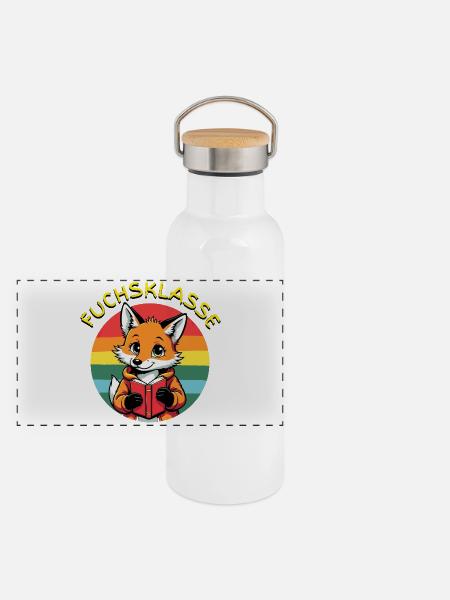 Fuchsklasse: Schulkind T-Shirt zur Einschulung - Panorama Thermosflasche mit Bambusdeckel - Weiß