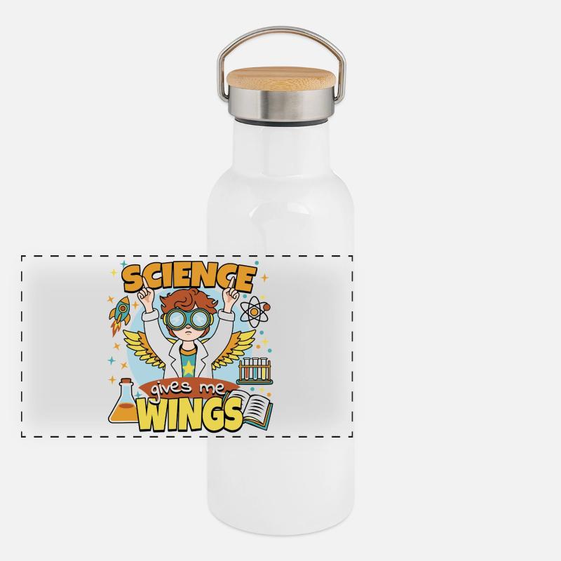 La science me donne des ailes Gourde isotherme avec bouchon en bambou