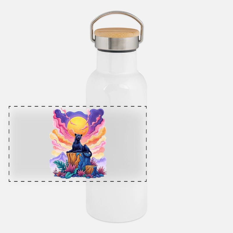 Panther on top Panoramic Thermal Bottle with Bamboo Lid