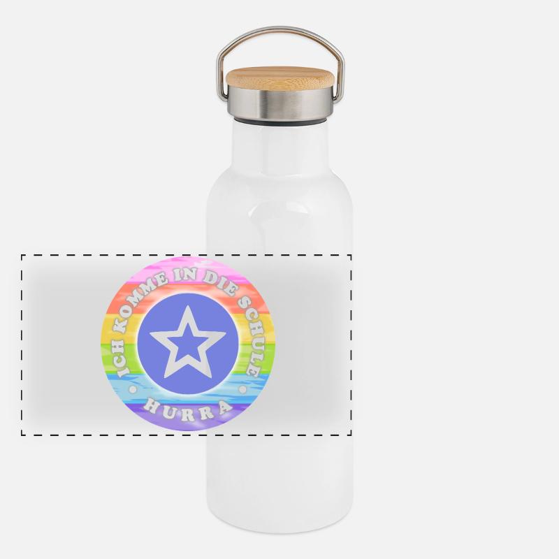 Einschulung - Schulkind Panorama Thermosflasche mit Bambusdeckel